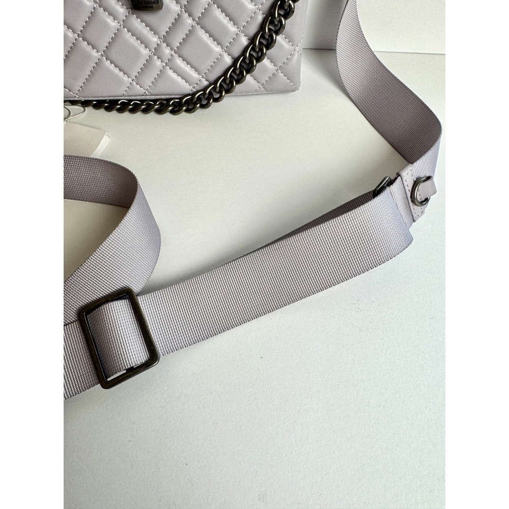 Kurt Geiger London Brixton Gray Quilted Leather Crossbody Chain Flap Bag NWT - Picture 9 of 16